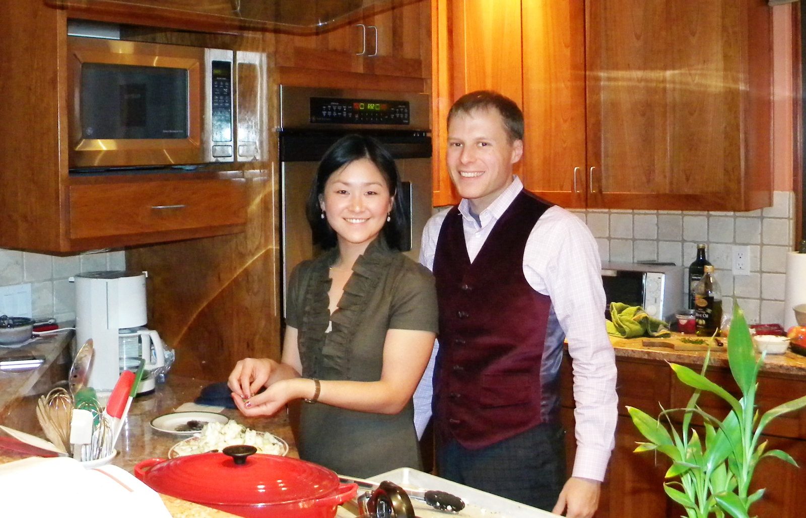 Monica and John making part of the Christmas Eve feast.